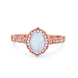 Oval Wedding Engagement Bridal Art Deco Ring Round Cubic Zirconia 925 Sterling Silver
