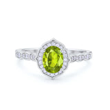 Oval Wedding Engagement Bridal Art Deco Ring Round Cubic Zirconia 925 Sterling Silver