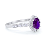 Oval Wedding Engagement Bridal Art Deco Ring Round Cubic Zirconia 925 Sterling Silver