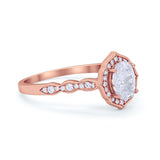 Oval Wedding Engagement Bridal Art Deco Ring Round Cubic Zirconia 925 Sterling Silver