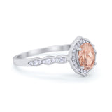 Oval Wedding Engagement Bridal Art Deco Ring Round Cubic Zirconia 925 Sterling Silver
