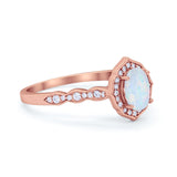 Oval Wedding Engagement Bridal Art Deco Ring Round Cubic Zirconia 925 Sterling Silver