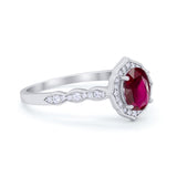 Oval Wedding Engagement Bridal Art Deco Ring Round Cubic Zirconia 925 Sterling Silver
