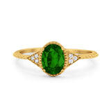 Oval Art Deco Wedding Engagement Bridal Ring Round Cubic Zirconia 925 Sterling Silver