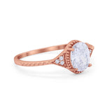 Oval Art Deco Wedding Engagement Bridal Ring Round Cubic Zirconia 925 Sterling Silver