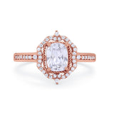 Halo Emerald Cut Wedding Engagement Bridal Ring Round Cubic Zirconia 925 Sterling Silver