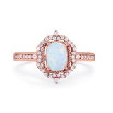 Halo Emerald Cut Wedding Engagement Bridal Ring Round Cubic Zirconia 925 Sterling Silver
