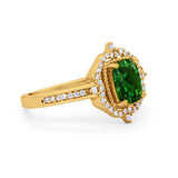 Halo Emerald Cut Wedding Engagement Bridal Ring Round Cubic Zirconia 925 Sterling Silver