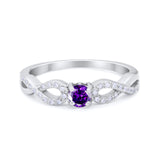Petite Dainty Infinity Shank Ring Round Cubic Zirconia 925 Sterling Silver