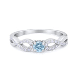 Petite Dainty Infinity Shank Ring Round Cubic Zirconia 925 Sterling Silver