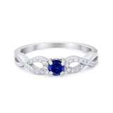 Petite Dainty Infinity Shank Ring Round Cubic Zirconia 925 Sterling Silver