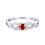 Petite Dainty Infinity Shank Ring Round Cubic Zirconia 925 Sterling Silver