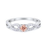 Petite Dainty Infinity Shank Ring Round Cubic Zirconia 925 Sterling Silver