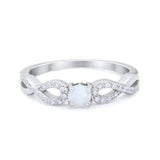 Petite Dainty Infinity Shank Ring Round Cubic Zirconia 925 Sterling Silver