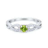 Petite Dainty Infinity Shank Ring Round Cubic Zirconia 925 Sterling Silver