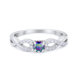 Petite Dainty Infinity Shank Ring Round Cubic Zirconia 925 Sterling Silver