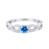Petite Dainty Infinity Shank Ring Round Cubic Zirconia 925 Sterling Silver