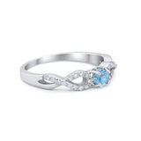 Petite Dainty Infinity Shank Ring Round Cubic Zirconia 925 Sterling Silver