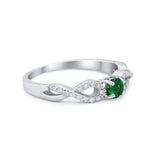 Petite Dainty Infinity Shank Ring Round Cubic Zirconia 925 Sterling Silver
