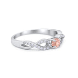 Petite Dainty Infinity Shank Ring Round Cubic Zirconia 925 Sterling Silver