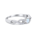 Petite Dainty Infinity Shank Ring Round Cubic Zirconia 925 Sterling Silver