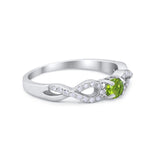 Petite Dainty Infinity Shank Ring Round Cubic Zirconia 925 Sterling Silver