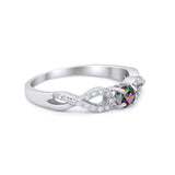 Petite Dainty Infinity Shank Ring Round Cubic Zirconia 925 Sterling Silver
