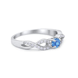 Petite Dainty Infinity Shank Ring Round Cubic Zirconia 925 Sterling Silver