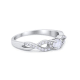 Petite Dainty Infinity Shank Ring Round Cubic Zirconia 925 Sterling Silver