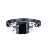 Art Deco Cushion Wedding Bridal Ring Round Cubic Zirconia 925 Sterling Silver