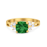 Art Deco Cushion Wedding Bridal Ring Round Cubic Zirconia 925 Sterling Silver