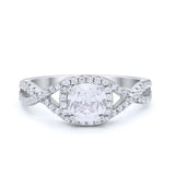 Art Deco Halo Cushion Infinity Shank Wedding Ring Round Cubic Zirconia 925 Sterling Silver