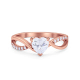 Infinity Shank Heart Promise Ring Round Cubic Zirconia 925 Sterling Silver