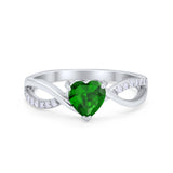 Infinity Shank Heart Promise Ring Round Cubic Zirconia 925 Sterling Silver