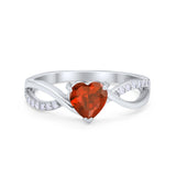 Infinity Shank Heart Promise Ring Round Cubic Zirconia 925 Sterling Silver