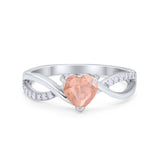 Infinity Shank Heart Promise Ring Round Cubic Zirconia 925 Sterling Silver