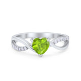 Infinity Shank Heart Promise Ring Round Cubic Zirconia 925 Sterling Silver