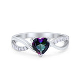 Infinity Shank Heart Promise Ring Round Cubic Zirconia 925 Sterling Silver
