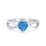 Infinity Shank Heart Promise Ring Round Cubic Zirconia 925 Sterling Silver