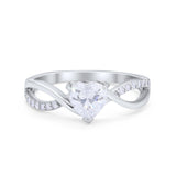 Infinity Shank Heart Promise Ring Round Cubic Zirconia 925 Sterling Silver