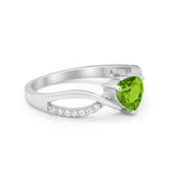 Infinity Shank Heart Promise Ring Round Cubic Zirconia 925 Sterling Silver