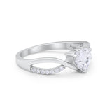Infinity Shank Heart Promise Ring Round Cubic Zirconia 925 Sterling Silver