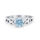 Solitaire Celtic Engagement Ring Round Cubic Zirconia 925 Sterling Silver