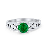 Solitaire Celtic Engagement Ring Round Cubic Zirconia 925 Sterling Silver