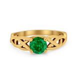 Solitaire Celtic Engagement Ring Round Cubic Zirconia 925 Sterling Silver