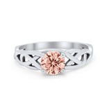 Solitaire Celtic Engagement Ring Round Cubic Zirconia 925 Sterling Silver