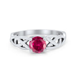 Solitaire Celtic Engagement Ring Round Cubic Zirconia 925 Sterling Silver