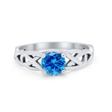 Solitaire Celtic Engagement Ring Round Cubic Zirconia 925 Sterling Silver