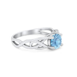 Solitaire Celtic Engagement Ring Round Cubic Zirconia 925 Sterling Silver