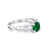 Solitaire Celtic Engagement Ring Round Cubic Zirconia 925 Sterling Silver